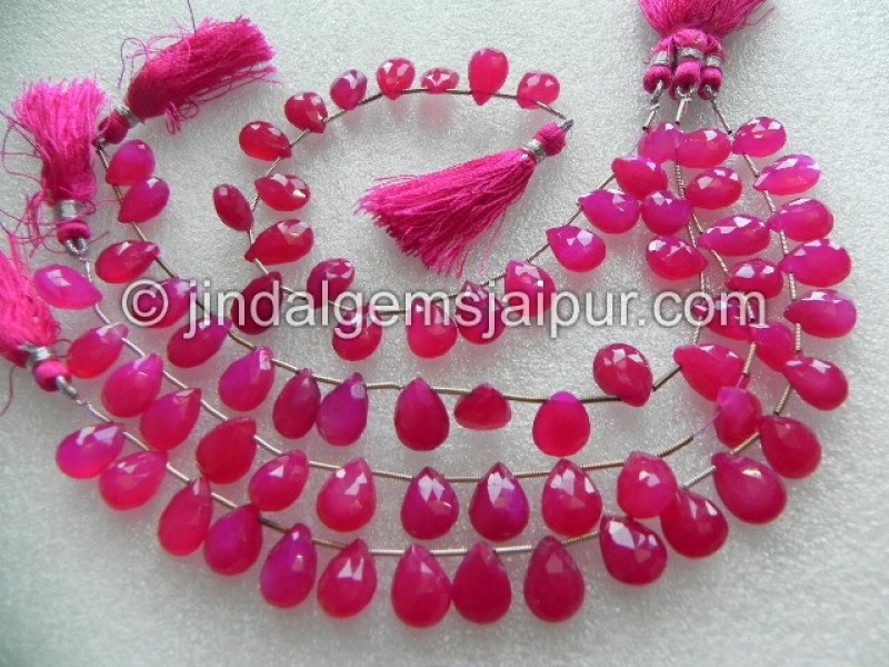 Raspberry Chalsydony Faceted Pear Shape Beads